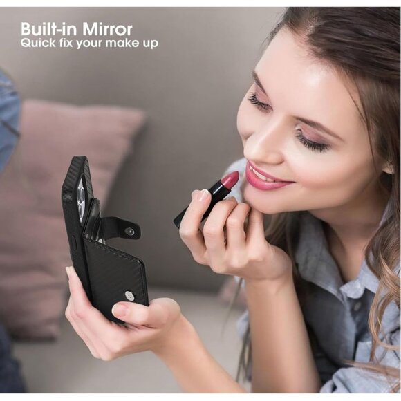 Arae for iPhone 15 Pro Wallet Case, PU Leather Flip Folio Case with Shoulder Str - Picture 5 of 7